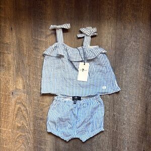 7 For All Mankind Blue and White Striped Baby Set